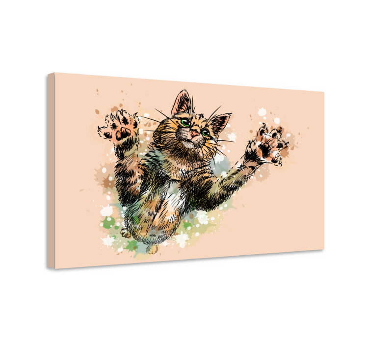 Wandbilder Katzen Gemalte katze - TenStickers