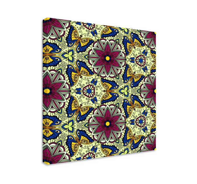 Leinwandbild mit floralem schmetterlingsmuster - TenStickers
