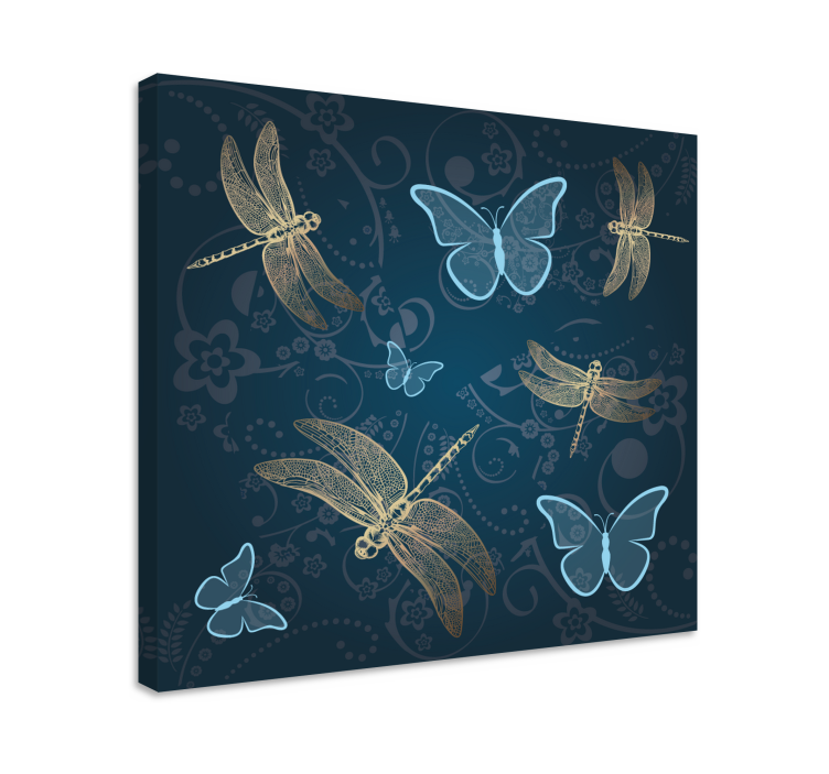 Wandbild Libelle Schmetterlinge in blau mit - TenStickers