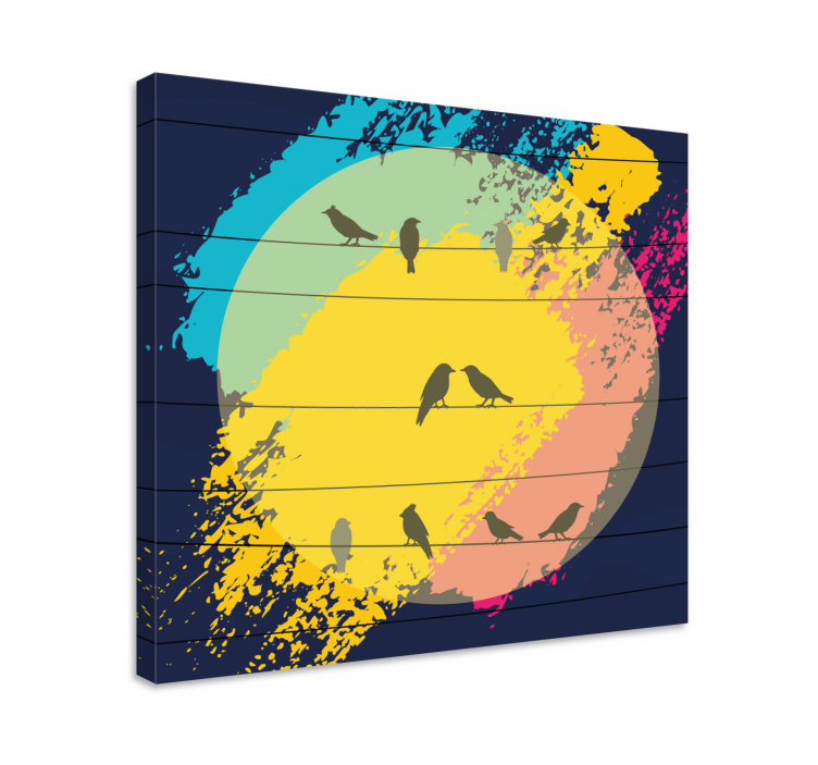 Leinwandbild Vogel retro kreis silhouetten - TenStickers