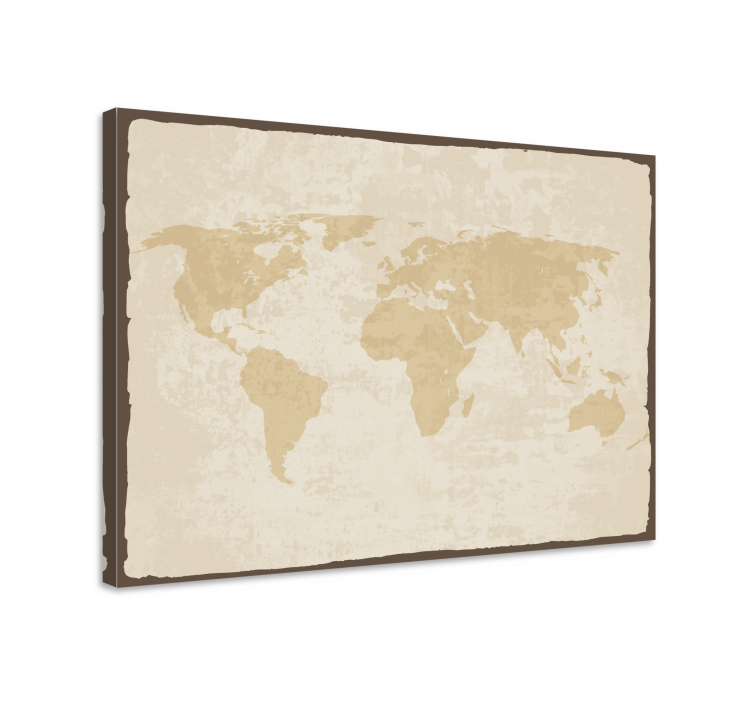 weltkarte leinwand Vintage weiß und beige - TenStickers