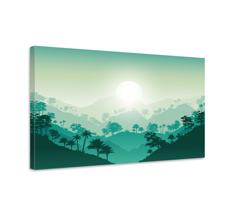 Wandbilder landschaft nebeliger berg sonnenaufgang - TenStickers