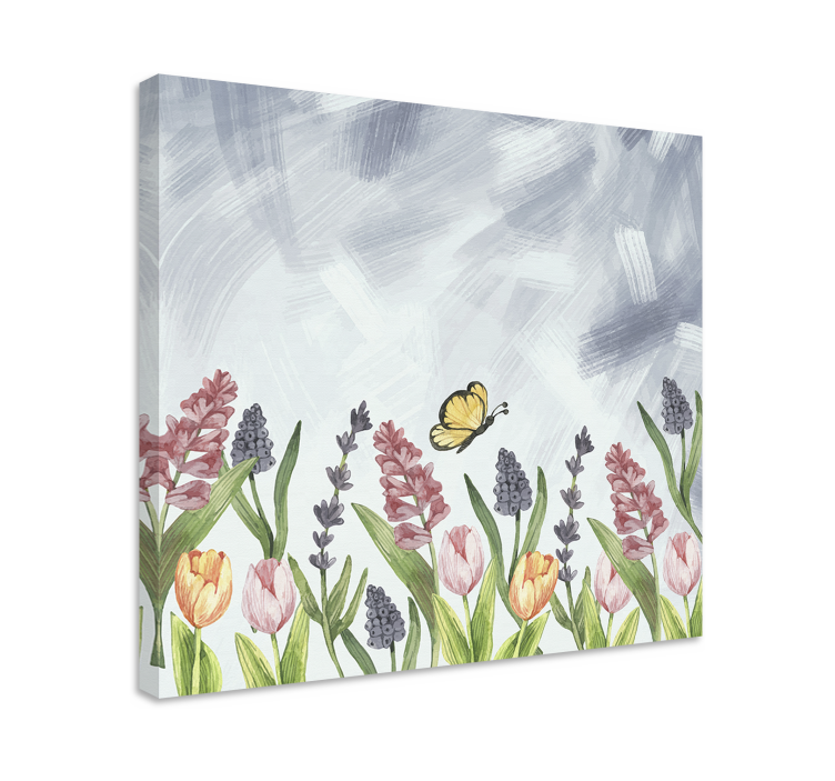 Leinwandbild schmetterling unter blumen - TenStickers