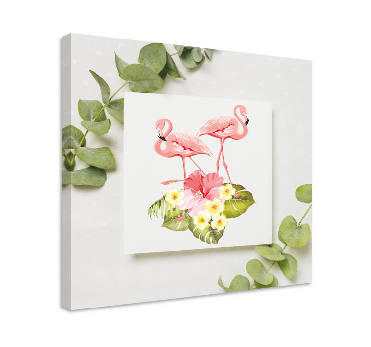 Leinwandbild flamingos und hibiskus - TenStickers
