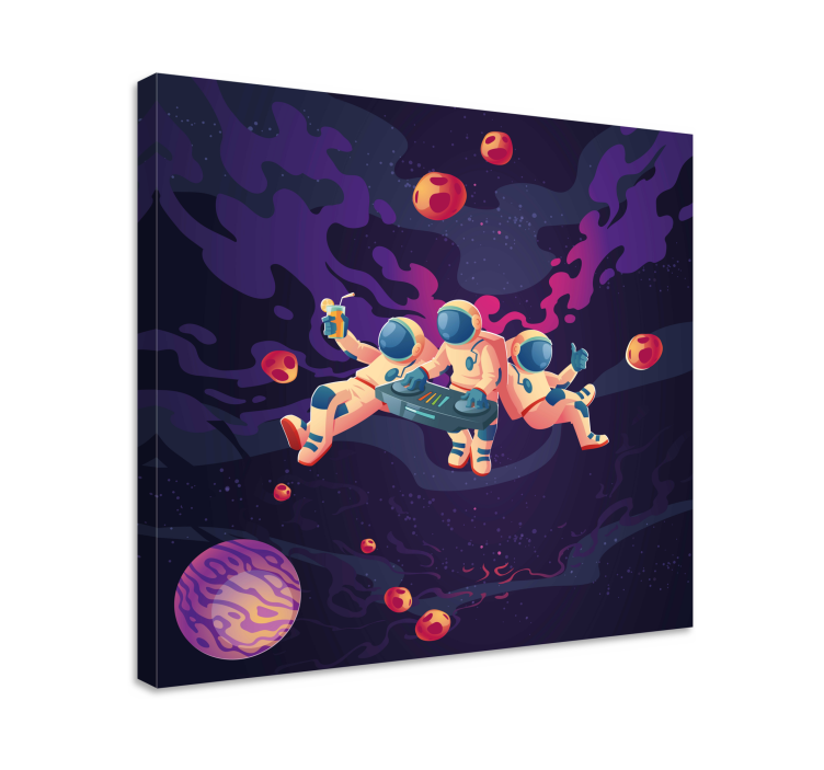 Wandbild gaming astronauten spielen gemeinsam - TenStickers