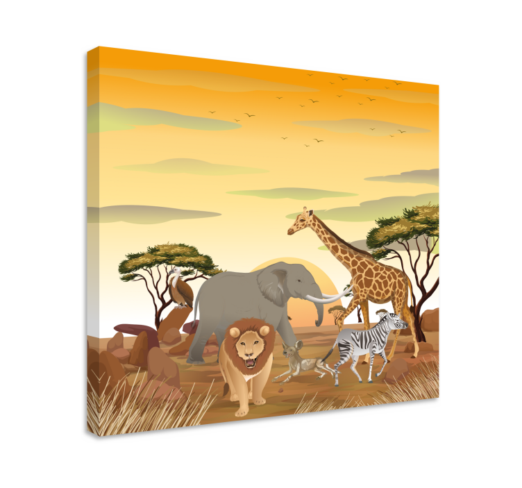 Wandbild elefant savannenwildlife szene - TenStickers