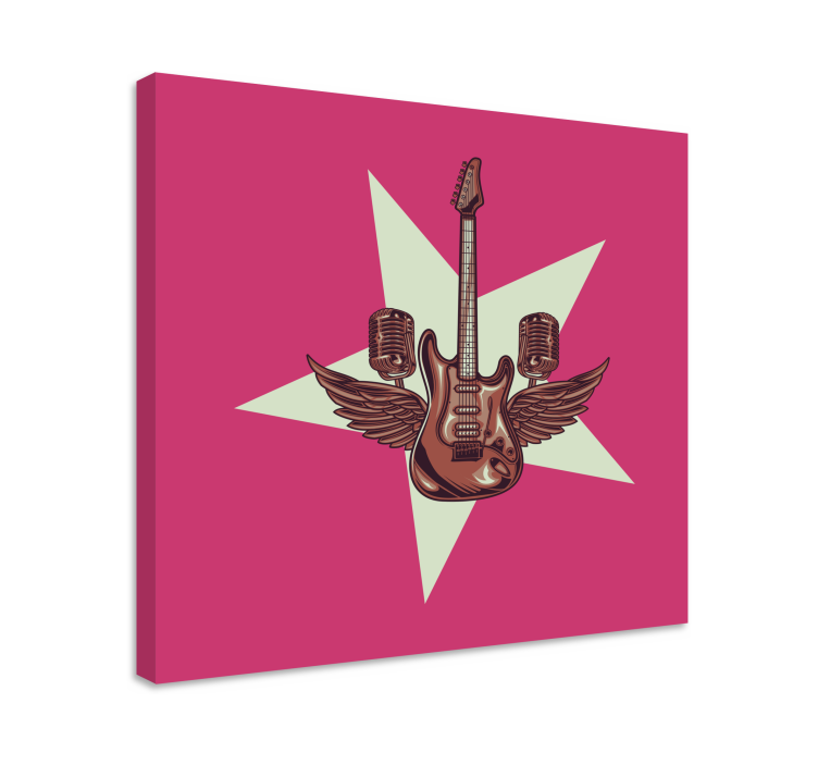Wandbild musik mit elektrischen gitarrenflügeln - TenStickers
