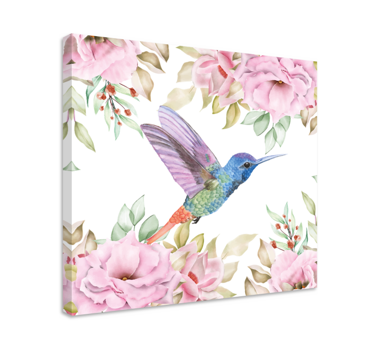 Leinwandbild vogel kolibri unter rosen - TenStickers