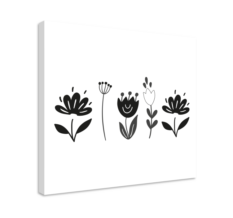 Leinwandbild Blume Schwarze und weiße blumen - TenStickers