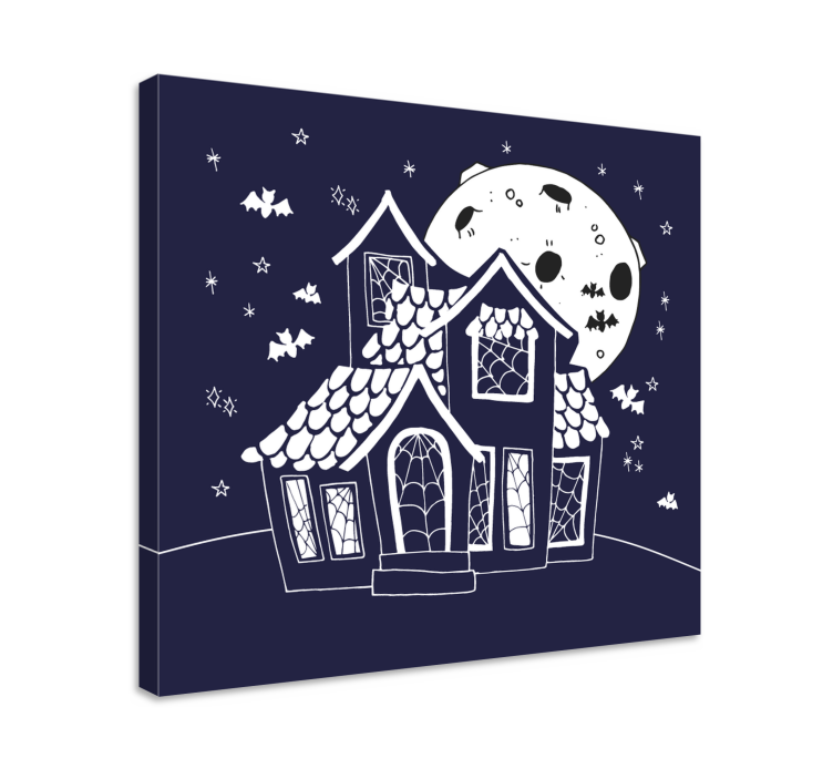 Wandbilder landschaft mit geisterhaus silhouette - TenStickers
