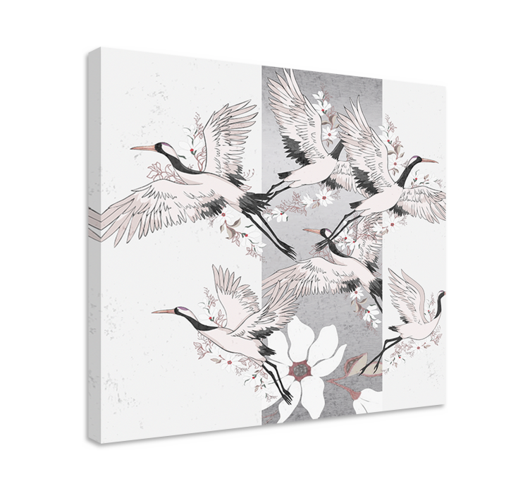 Wandbilder landschaft elegante kraniche im flug - TenStickers