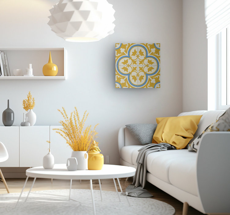 Wandbilder Vintage gelbe hydraulische Fliesen - TenStickers