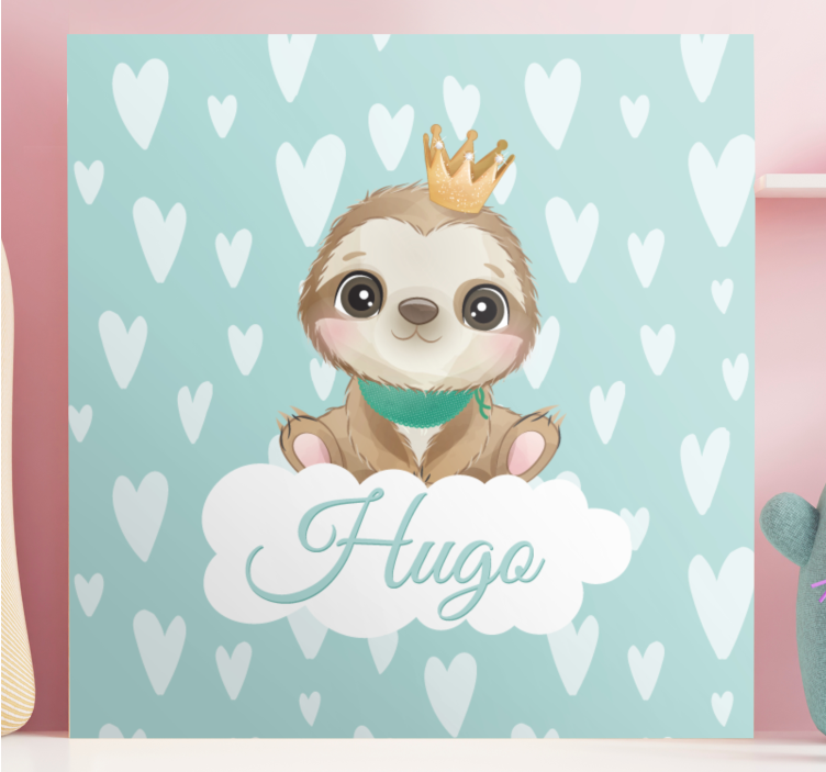 Leinwandbild Kinderzimmer Süßes Faultier- Name - TenStickers