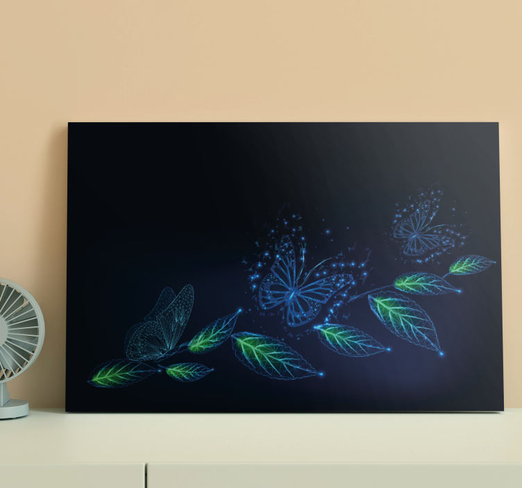 Wandbild Schmetterling Neonblumen und - TenStickers