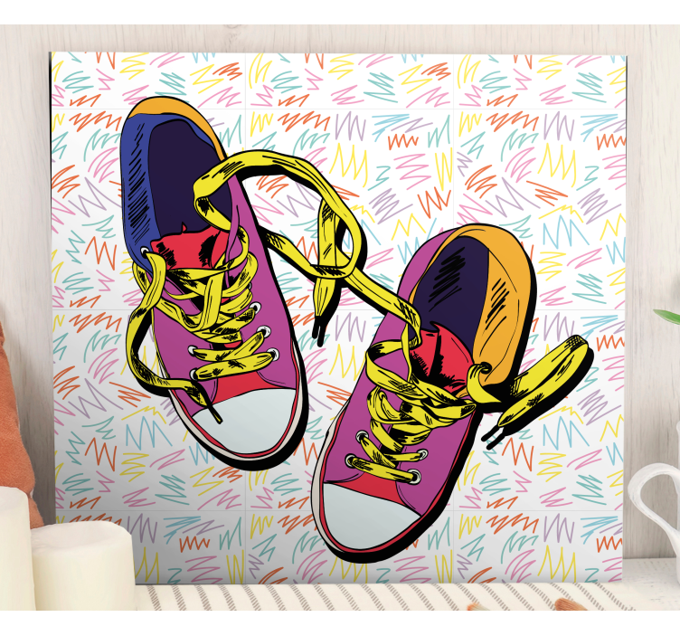 Leinwandbild superheld mit buntem sneaker design - TenStickers