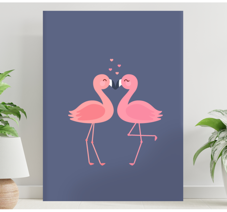 Leinwandbild Diele Flamingos bilden ein herz - TenStickers