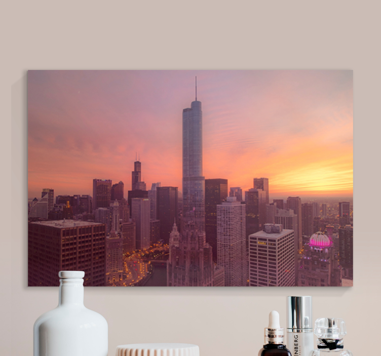 Leinwandbild chicago skyline sonnenuntergang - TenStickers