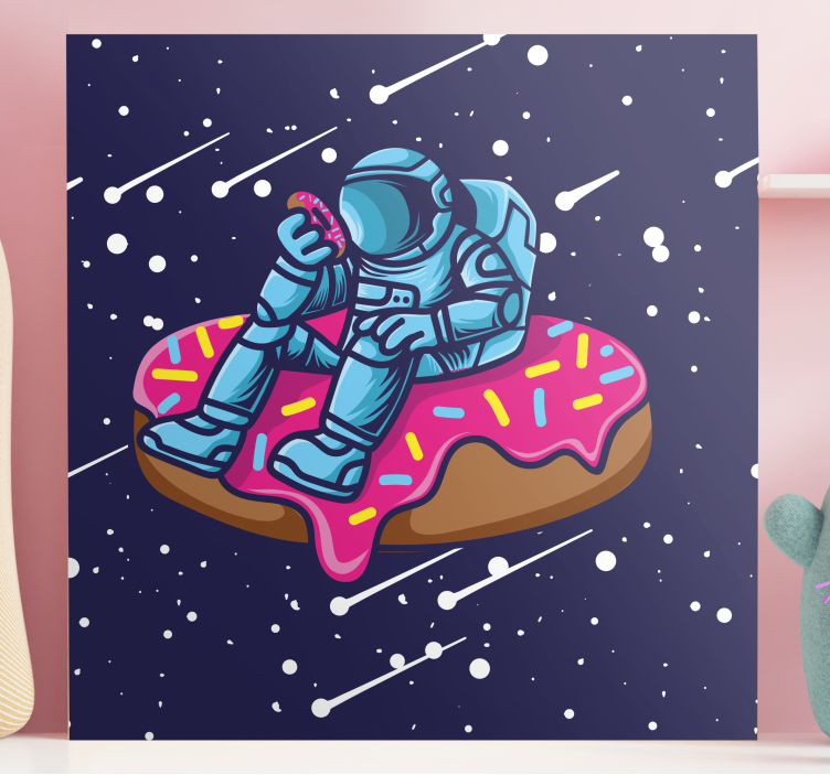 Wandbild Gaming raumfahrer auf donut - TenStickers