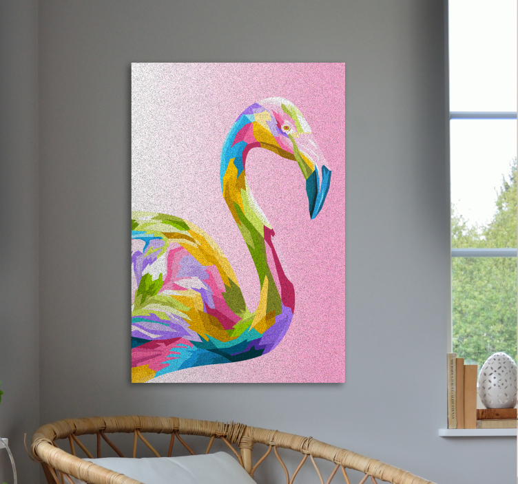 Wandbild tier buntes flamingo profil - TenStickers