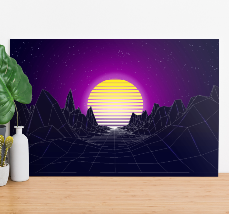 Wandbilder modern geometrische sonnenuntergang landschaft - TenStickers
