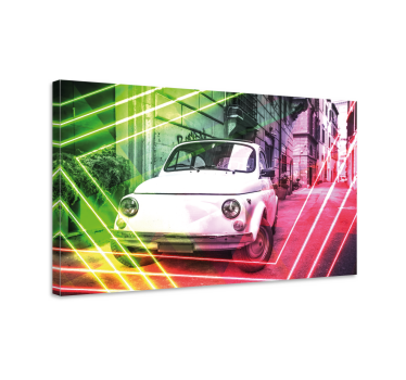 Leinwandbild abstrakt urbanes retro-fahrzeug - TenStickers