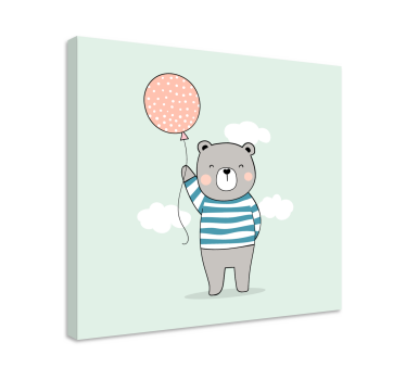 3d leinwandbild süßer bär mit ballon - TenStickers