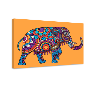 Elefanten Leinwand Mehrfarbige mandala-elefanten gehen - TenStickers
