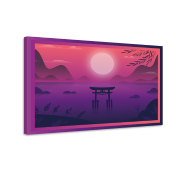 Leinwandbild Oriental sonnenuntergang torii tor - TenStickers