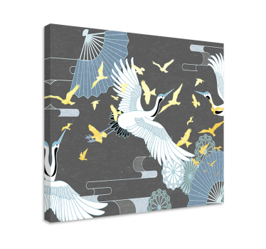 Leinwandbild oriental eleganter flug der kraniche - TenStickers