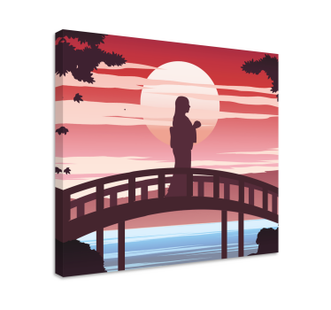 Leinwandbild abstrakt silhouette auf brücke - TenStickers