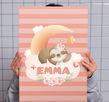 3d leinwandbild faultier und mond - TenStickers