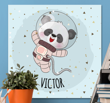 3d leinwandbild fröhlicher weltraum-panda - TenStickers