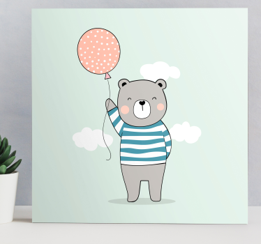 3d leinwandbild süßer bär mit ballon - TenStickers