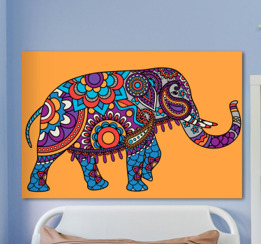Elefanten Leinwand Mehrfarbige mandala-elefanten gehen - TenStickers