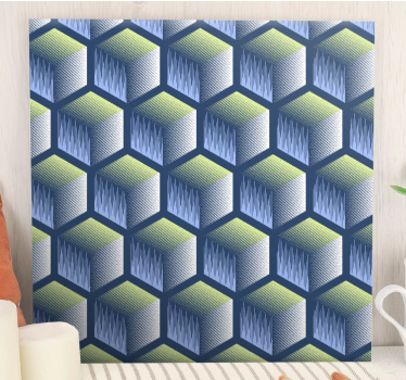 Geometrische wandbilder im hexagonalen würfelmuster - TenStickers