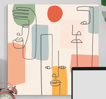 Leinwandbild abstrakt minimalistische liniengesichter - TenStickers