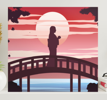 Leinwandbild abstrakt silhouette auf brücke - TenStickers