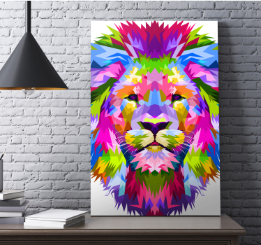 Leinwandbild geometrisch Löwe lebendige Farben - TenStickers