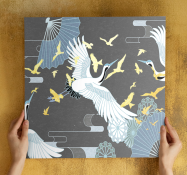 Leinwandbild oriental eleganter flug der kraniche - TenStickers