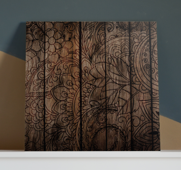 Wandbild Mandala Mandala mit holzeffekt - TenStickers