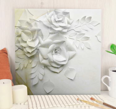 Wandbilder 3D Elegante goldweiße blüten - TenStickers