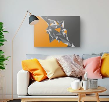 Wandbilder 3D Graue und orange geometrische abstrakte formen - TenStickers