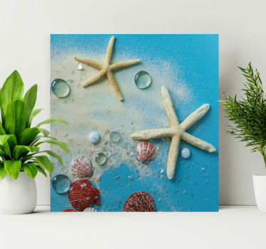 Wandbilder 3D Seestern auf buntem sand - TenStickers