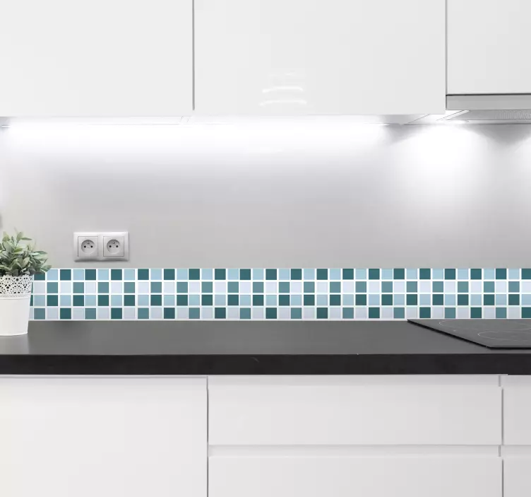 Wandtattoo Badezimmer Bordüre in Blautönen - TenStickers