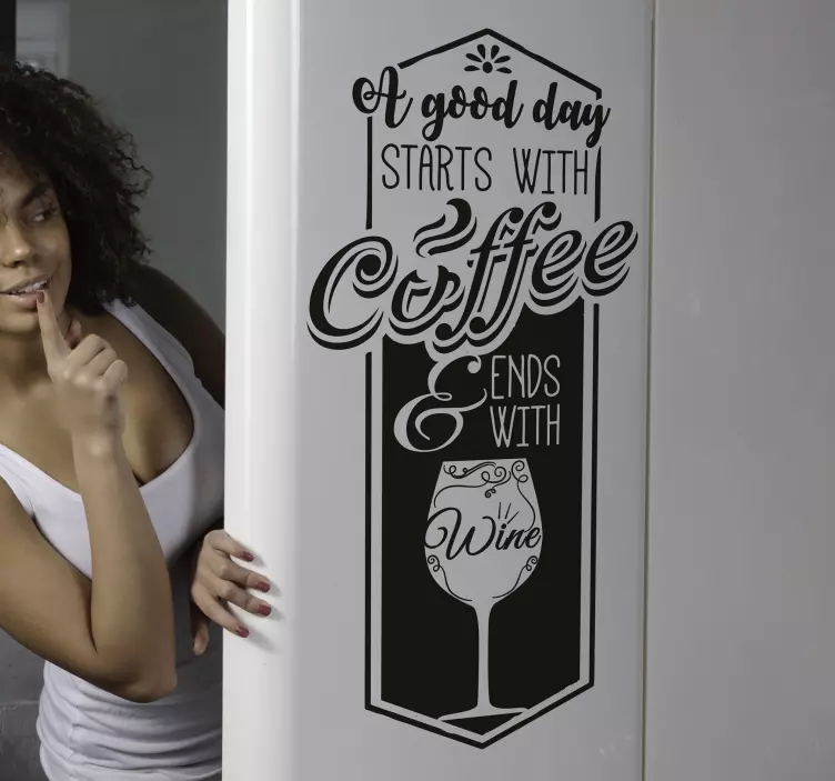 Kaffee und Wein Zitat Wandtattoo Küche - TenStickers