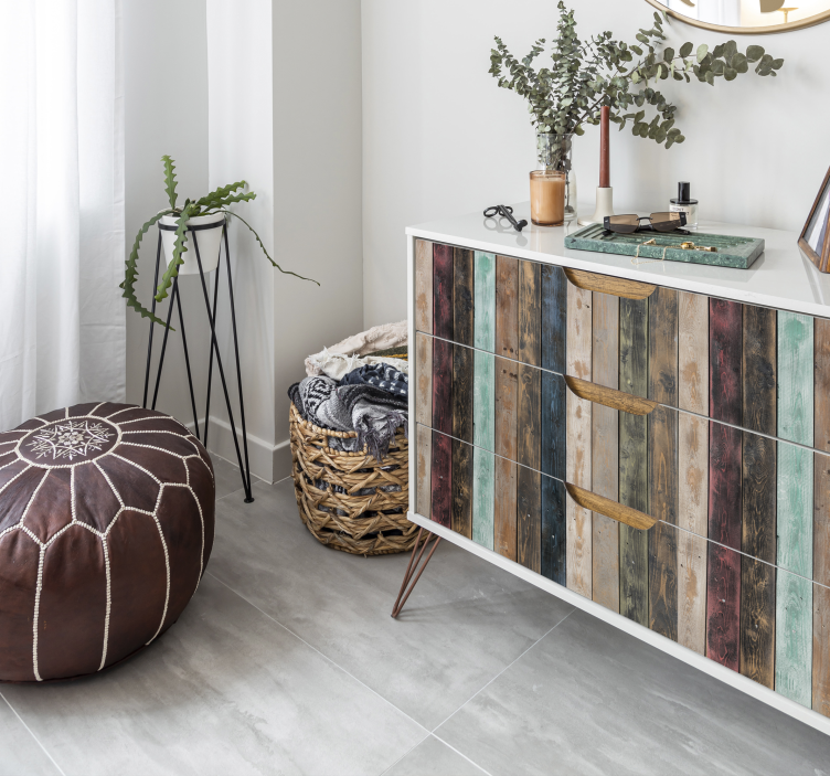 Klebefolie für Möbel Bunt bemalte vertikale bretter - TenStickers