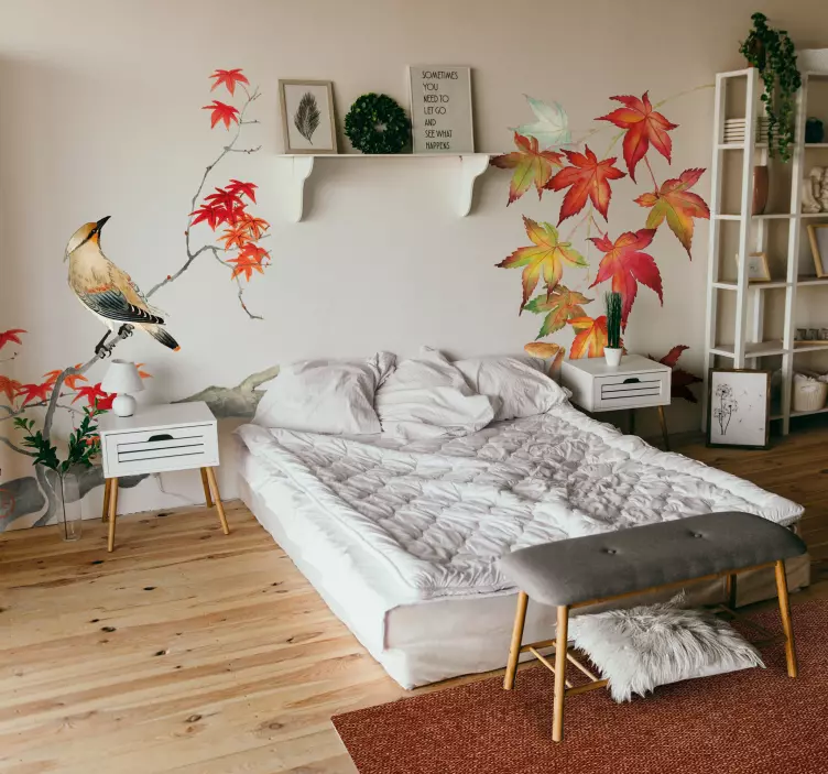 Vogel zeichnung aquarell wohnzimmer Wandtattoo - TenStickers