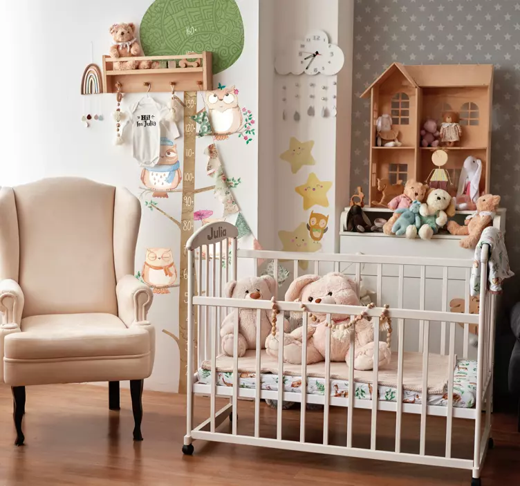 Wandtattoo Messlatte Kinder Eule - TenStickers