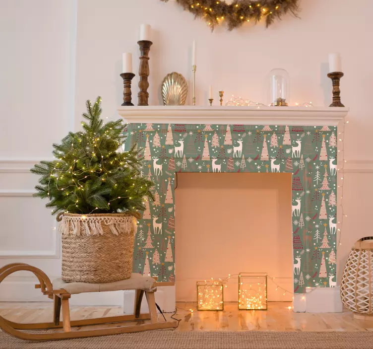 Wandtattoo Weihnachtliches Muster Wald - TenStickers