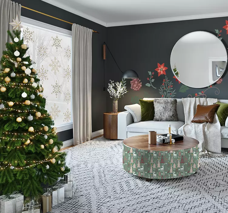 Wandtattoo Weihnachtliches Muster Wald - TenStickers